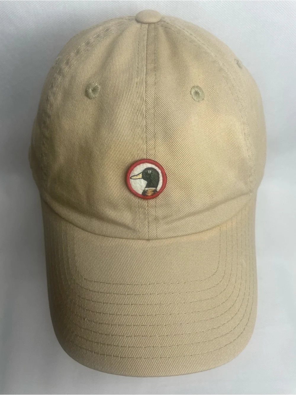 VTG Duck Head Circle Patch 100% Cotton Twill Hat Tan Adjustable StrapBack Cap